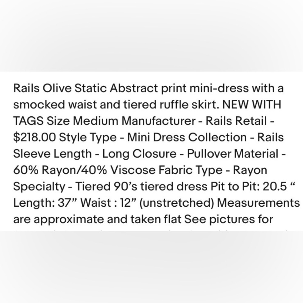 Rails Jasmine Olive Static Printed V Neck Smocked… - image 8